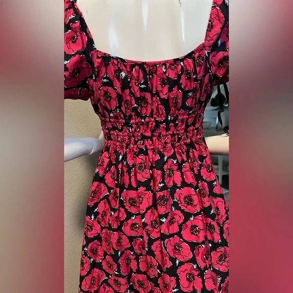 Kate Spade Poppy Toss Square-neck Midi Dress size S - Picture 5 of 11